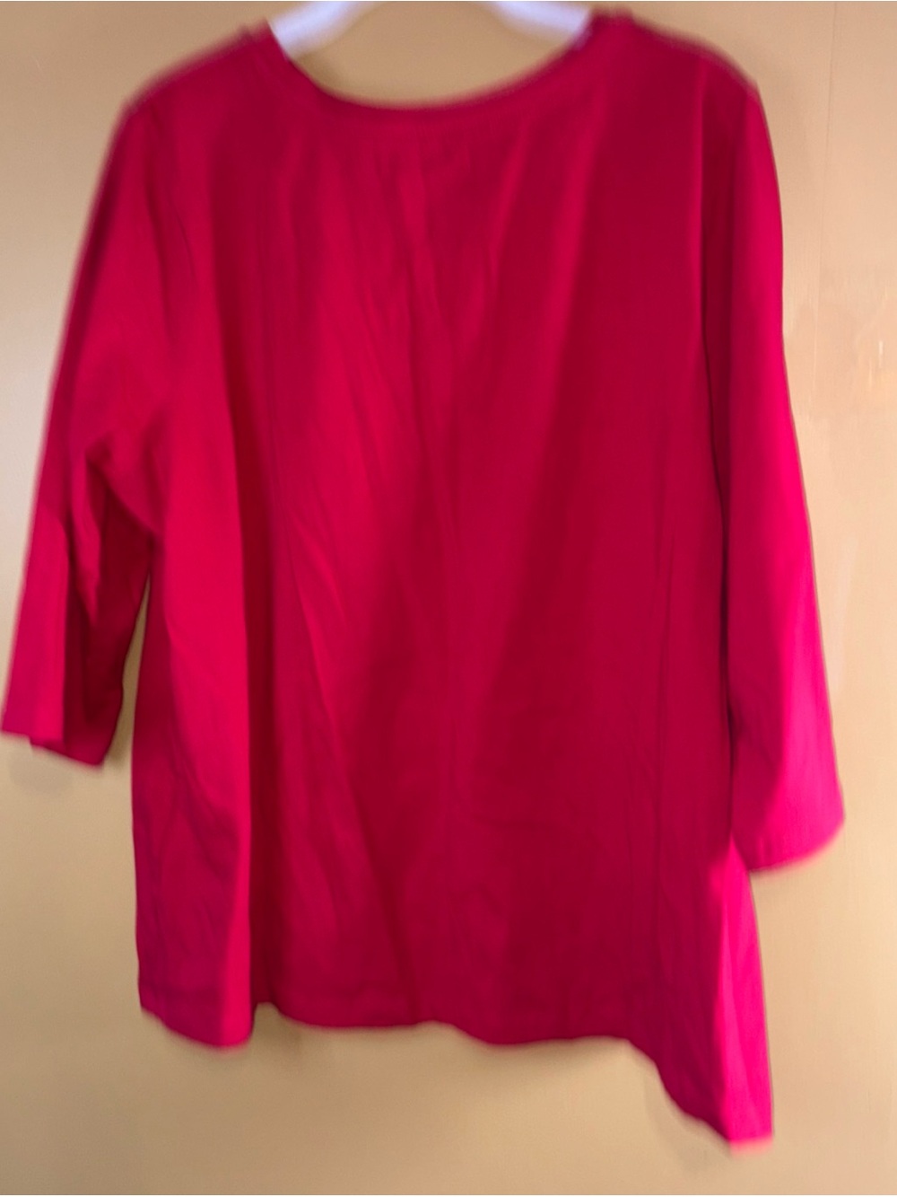 HV796 Dark Red - 3/4 Sleeve - V-Neck Shirt / Top - Size 1X Denim & CO - Picture 5 of 5